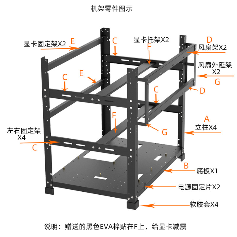 Stapelbares Open-Air-GPU-Rack  – Gpu Mining Rig Frame 8 Gpu Bewertung und Preis